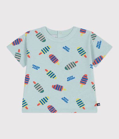 Tee-shirt bébé en coton à manches courtes, imprimé mouettes – F1