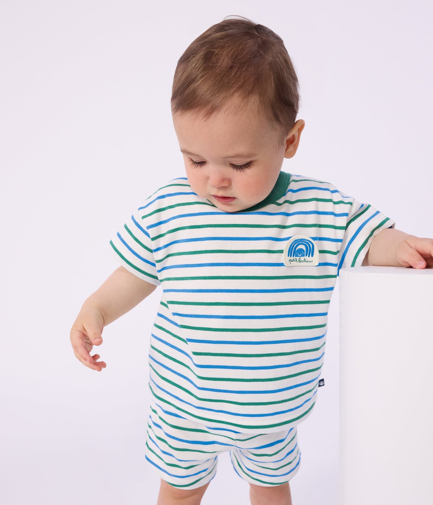 Tee-shirt bébé en coton manches courtes, rayé – J1