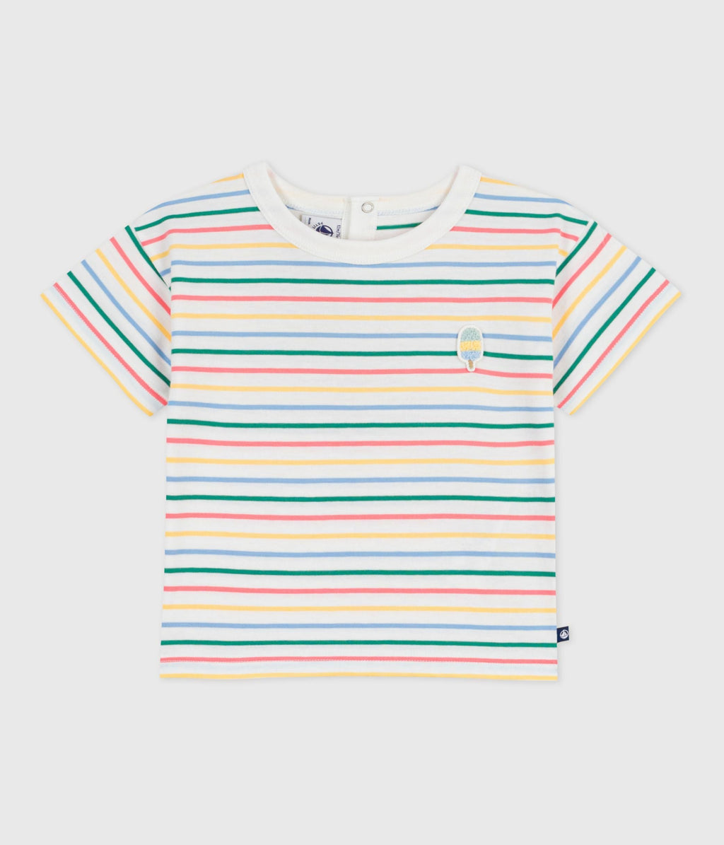 Tee-shirt bébé en coton manches courtes, rayé – F1