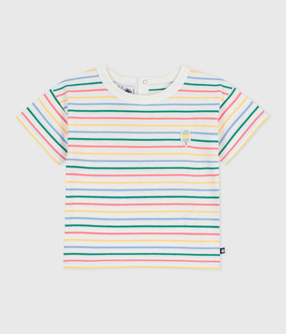 Tee-shirt bébé en coton manches courtes, rayé – F1