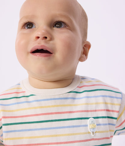 Tee-shirt bébé en coton manches courtes, rayé – J1