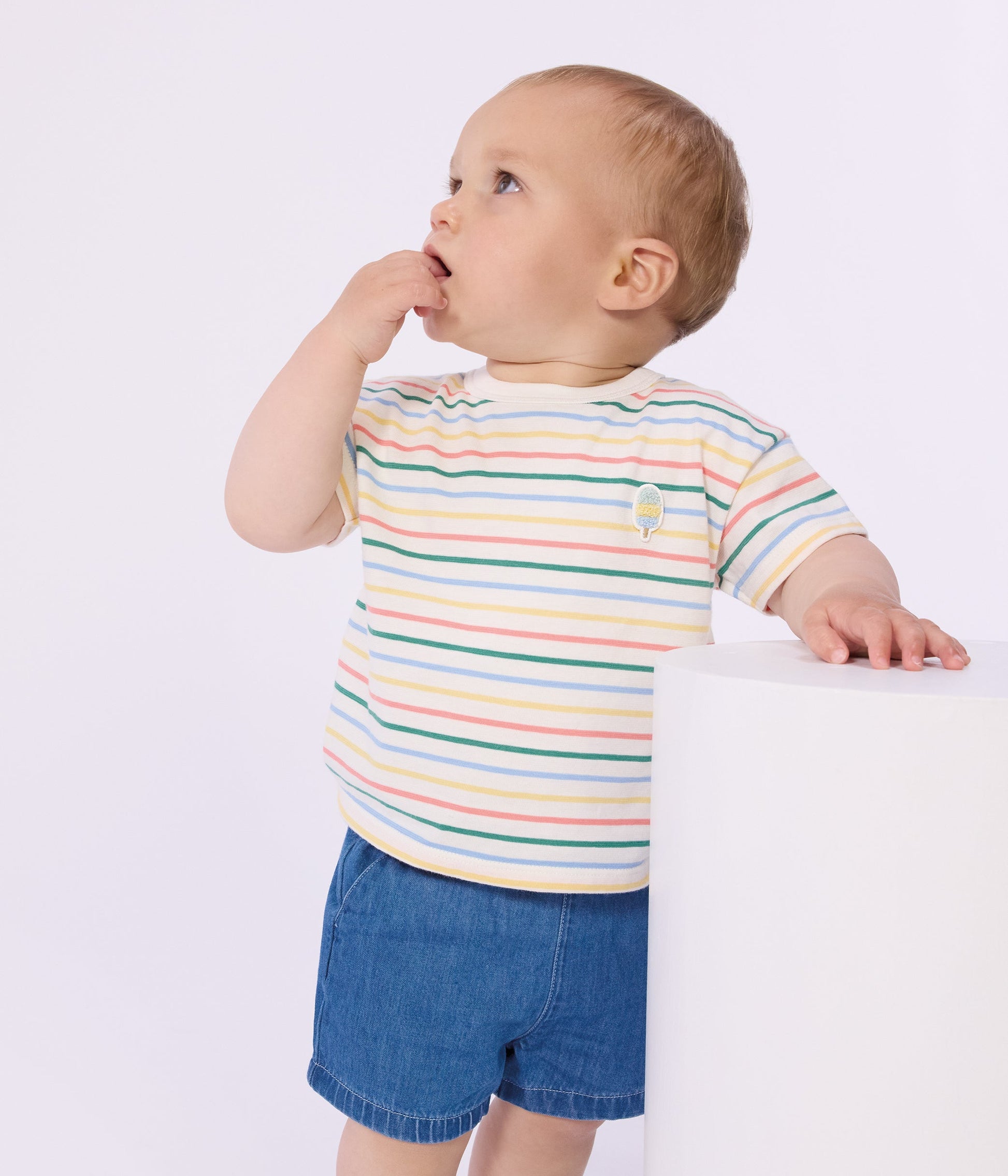 Tee-shirt bébé en coton manches courtes, rayé – J2