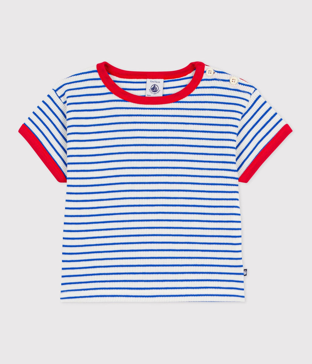 Tee-shirt bébé en coton manches courtes, rayé – F1