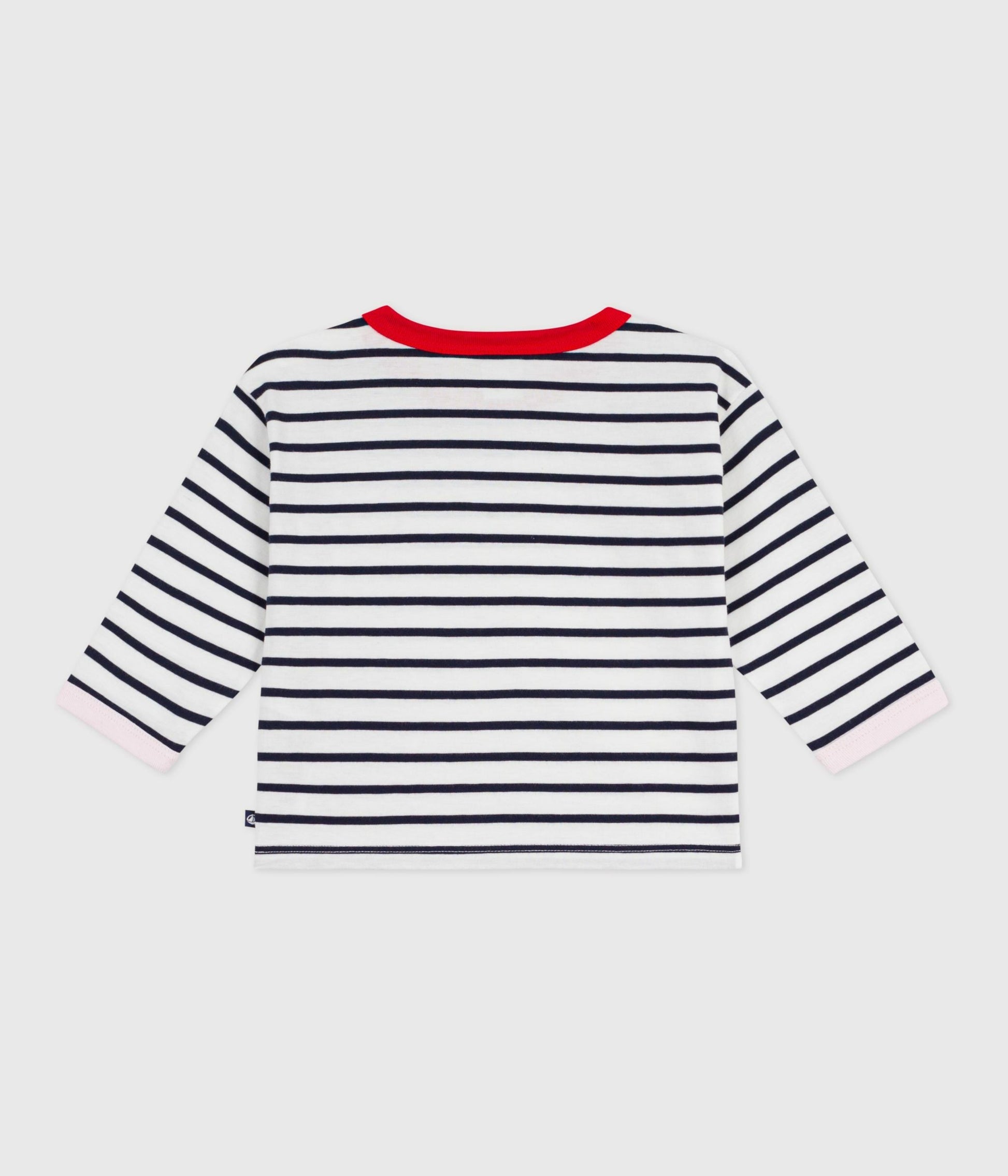 Tee-shirt bébé en coton manches longues, rayure marinière – D1