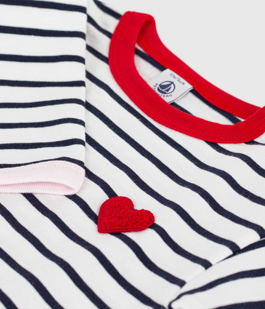Tee-shirt bébé en coton manches longues, rayure marinière – Z1
