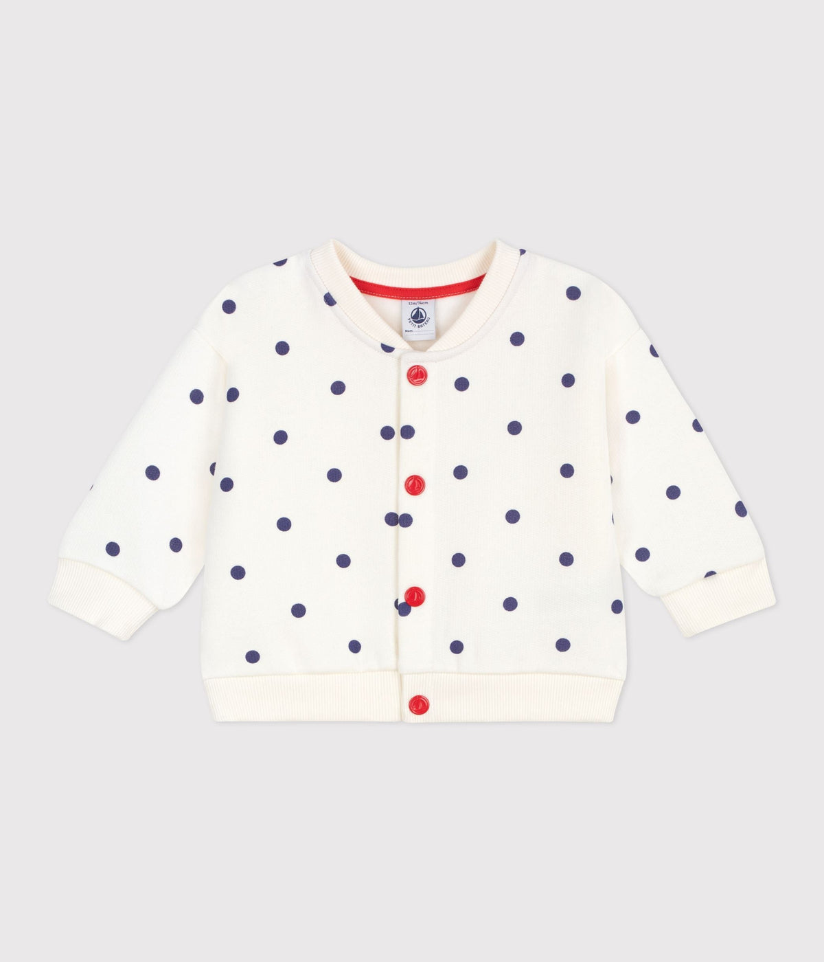 Veste teddy bébé en coton, imprimée à pois – F1