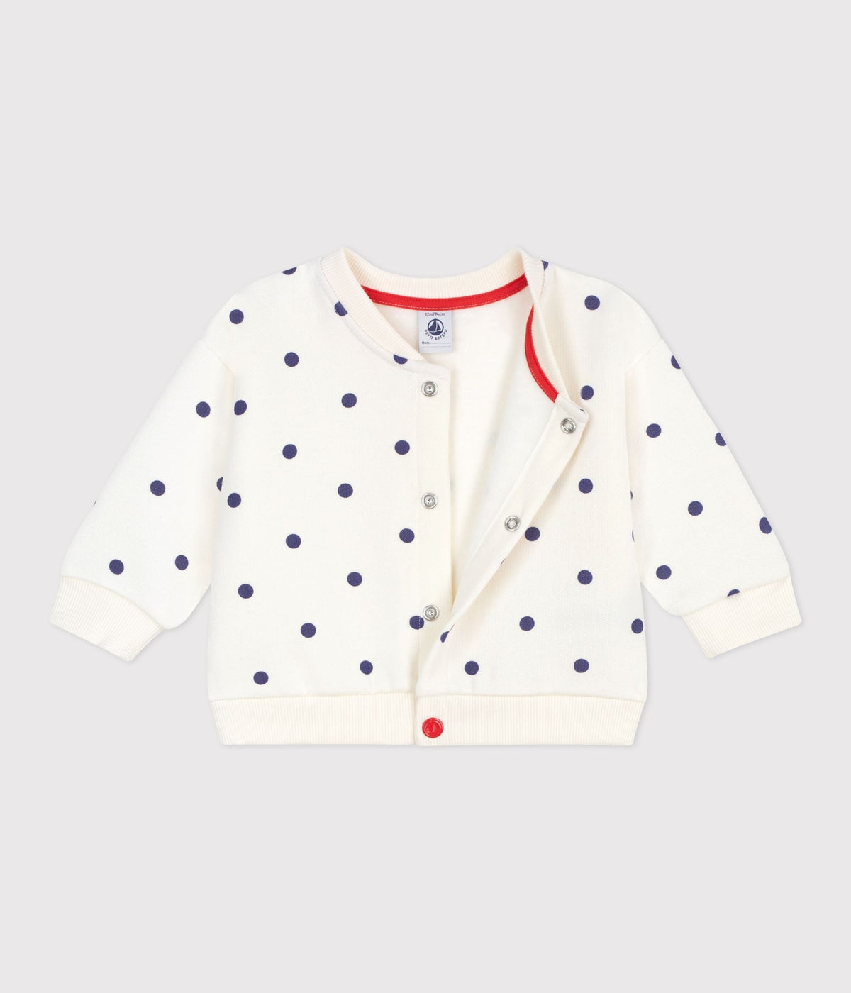 Veste teddy bébé en coton, imprimée à pois – F2