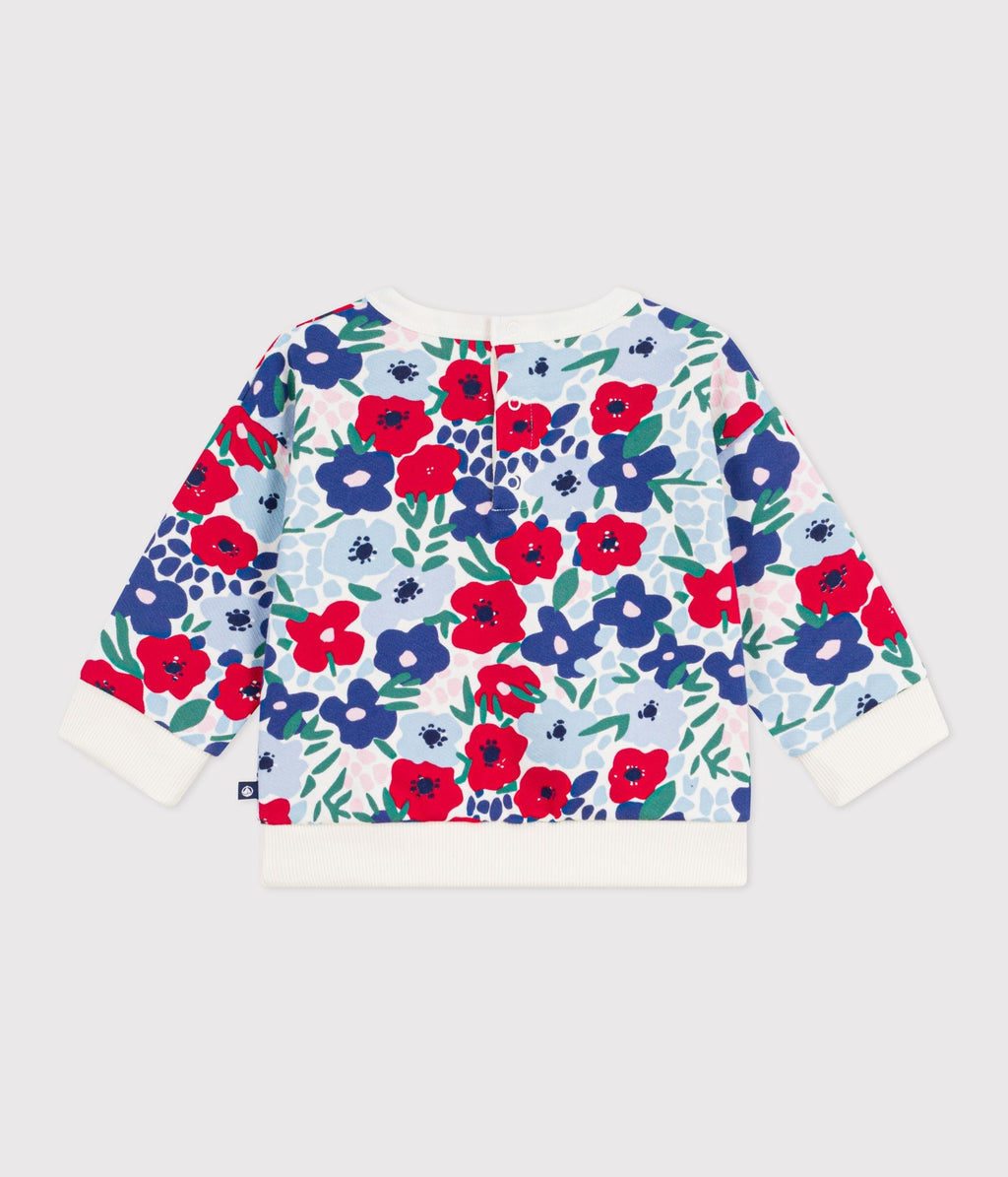 Sweatshirt à capuche bébé en coton imprimé fleurs – D1