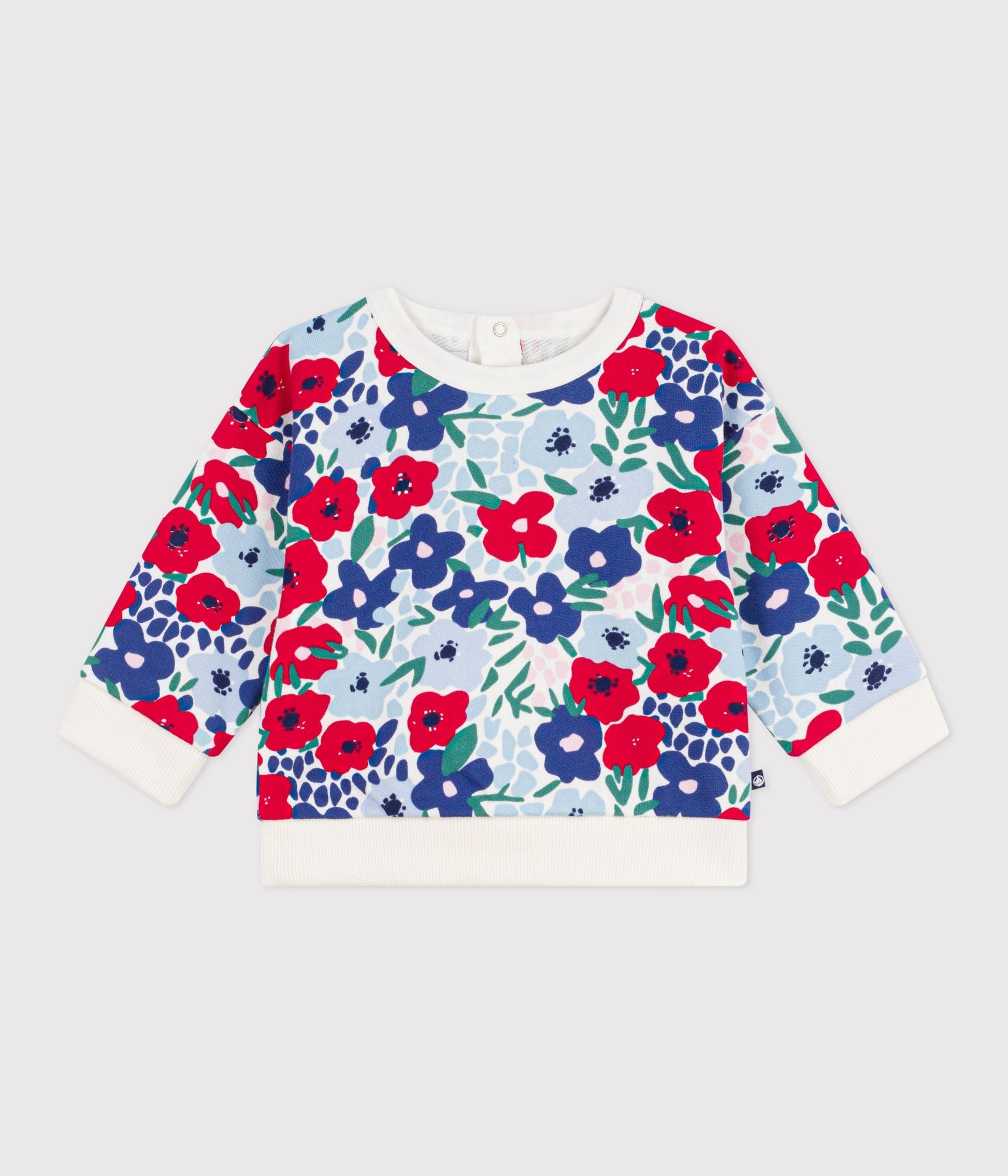 Sweatshirt à capuche bébé en coton imprimé fleurs – F1