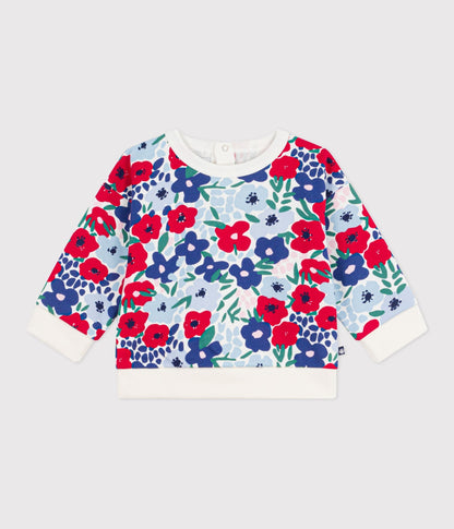 Sweatshirt à capuche bébé en coton imprimé fleurs – F1