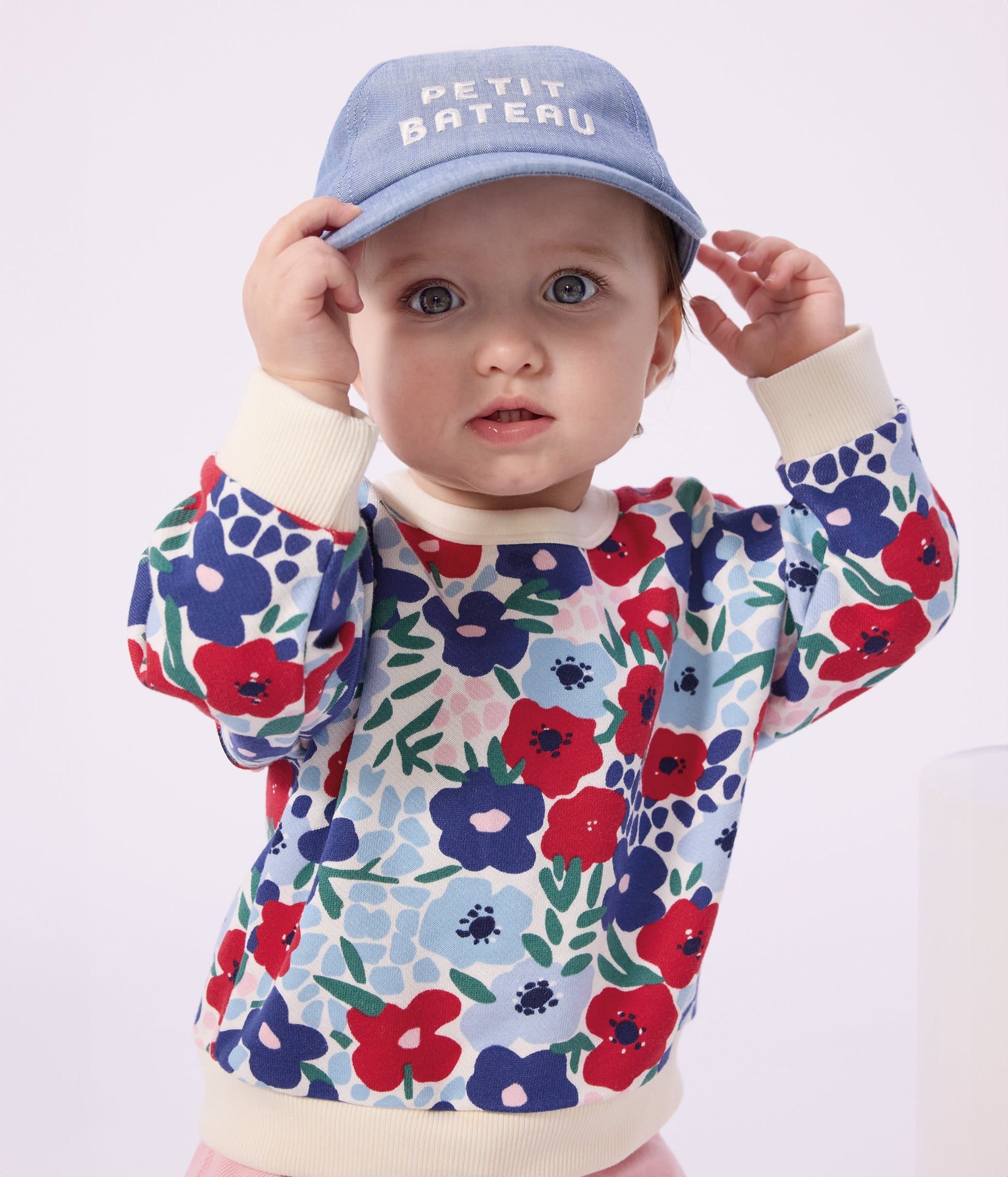 Sweatshirt à capuche bébé en coton imprimé fleurs – J1