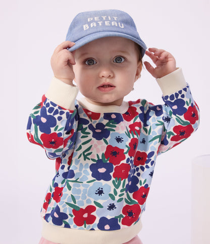 Sweatshirt à capuche bébé en coton imprimé fleurs – J1
