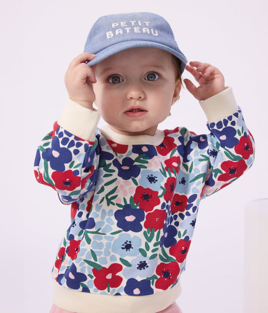 Sweatshirt à capuche bébé en coton imprimé fleurs – J1