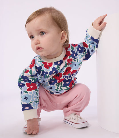 Sweatshirt à capuche bébé en coton imprimé fleurs – J2