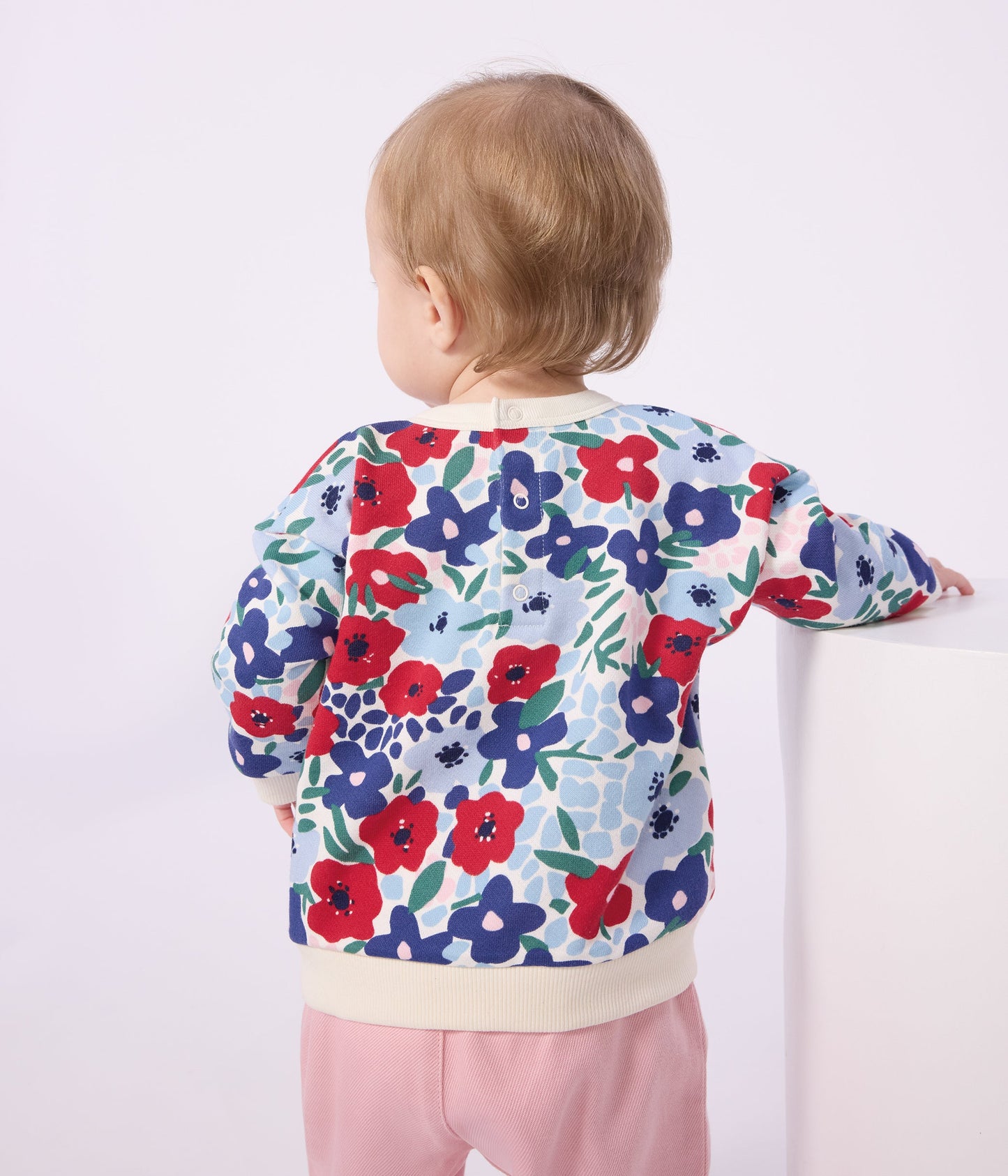 Sweatshirt à capuche bébé en coton imprimé fleurs – J3