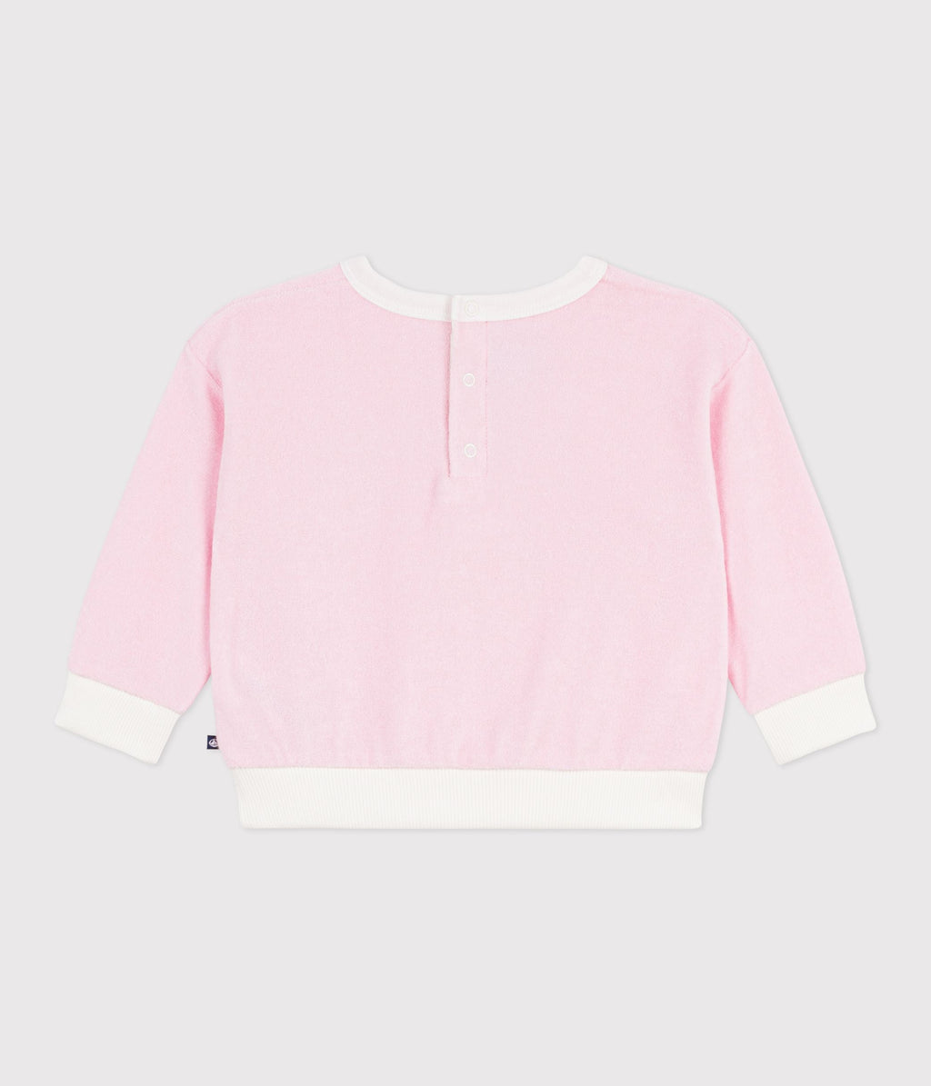 Sweatshirt à capuche bébé en coton, uni et badge glace – D1
