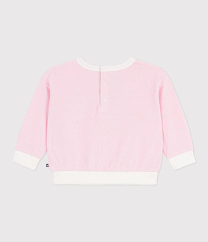 Sweatshirt à capuche bébé en coton, uni et badge glace – D1