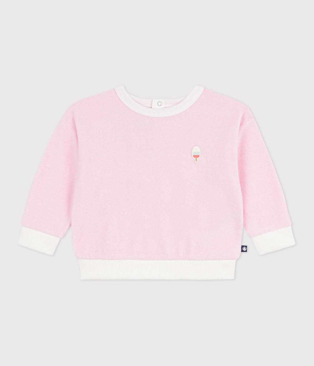Sweatshirt à capuche bébé en coton, uni et badge glace – F1