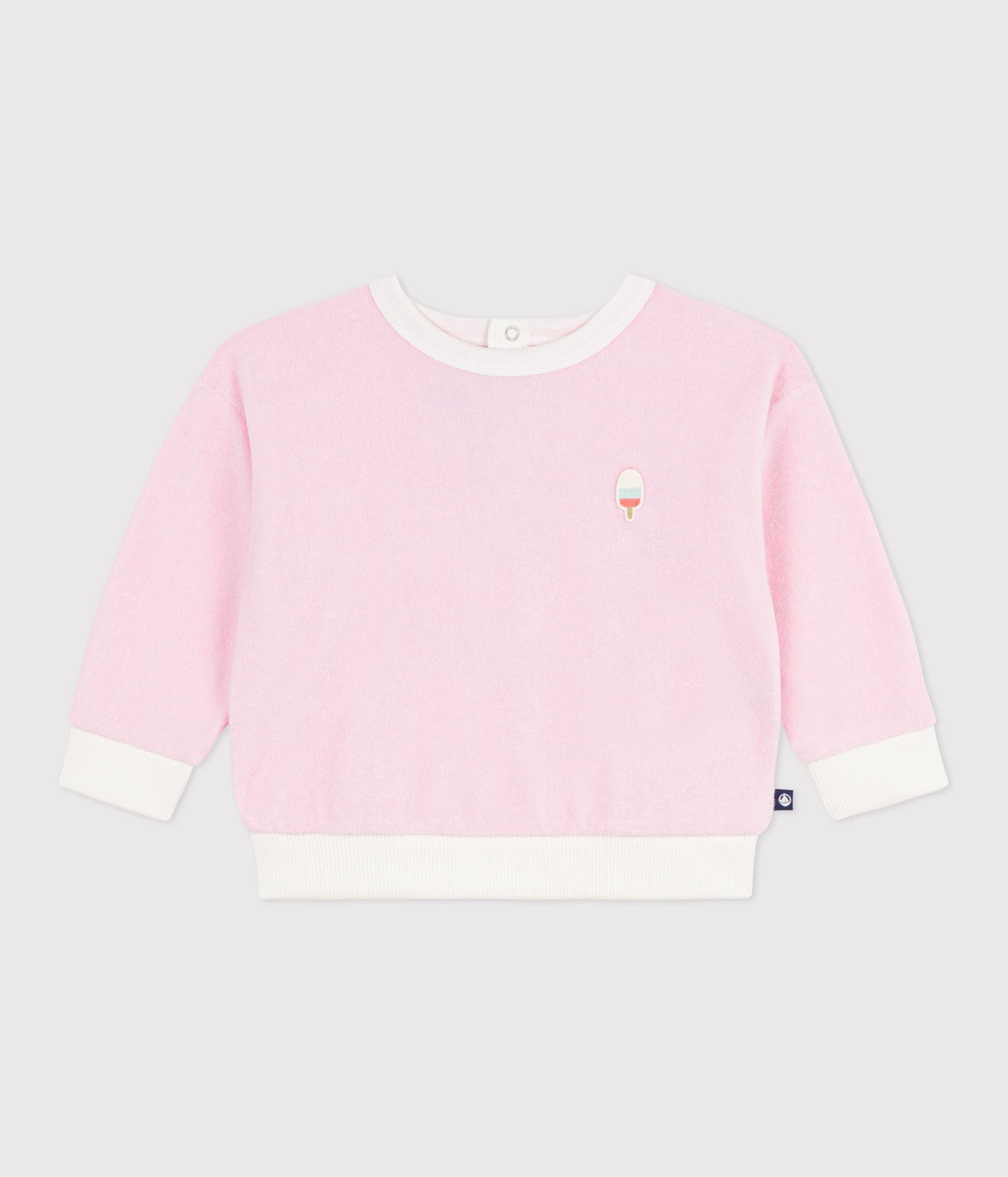 Sweatshirt à capuche bébé en coton, uni et badge glace – F1