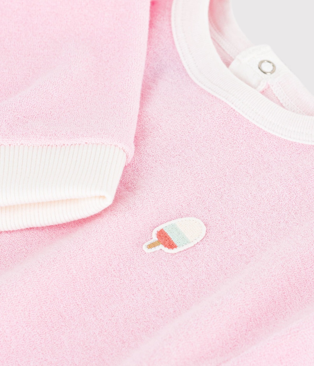 Sweatshirt à capuche bébé en coton, uni et badge glace – Z1