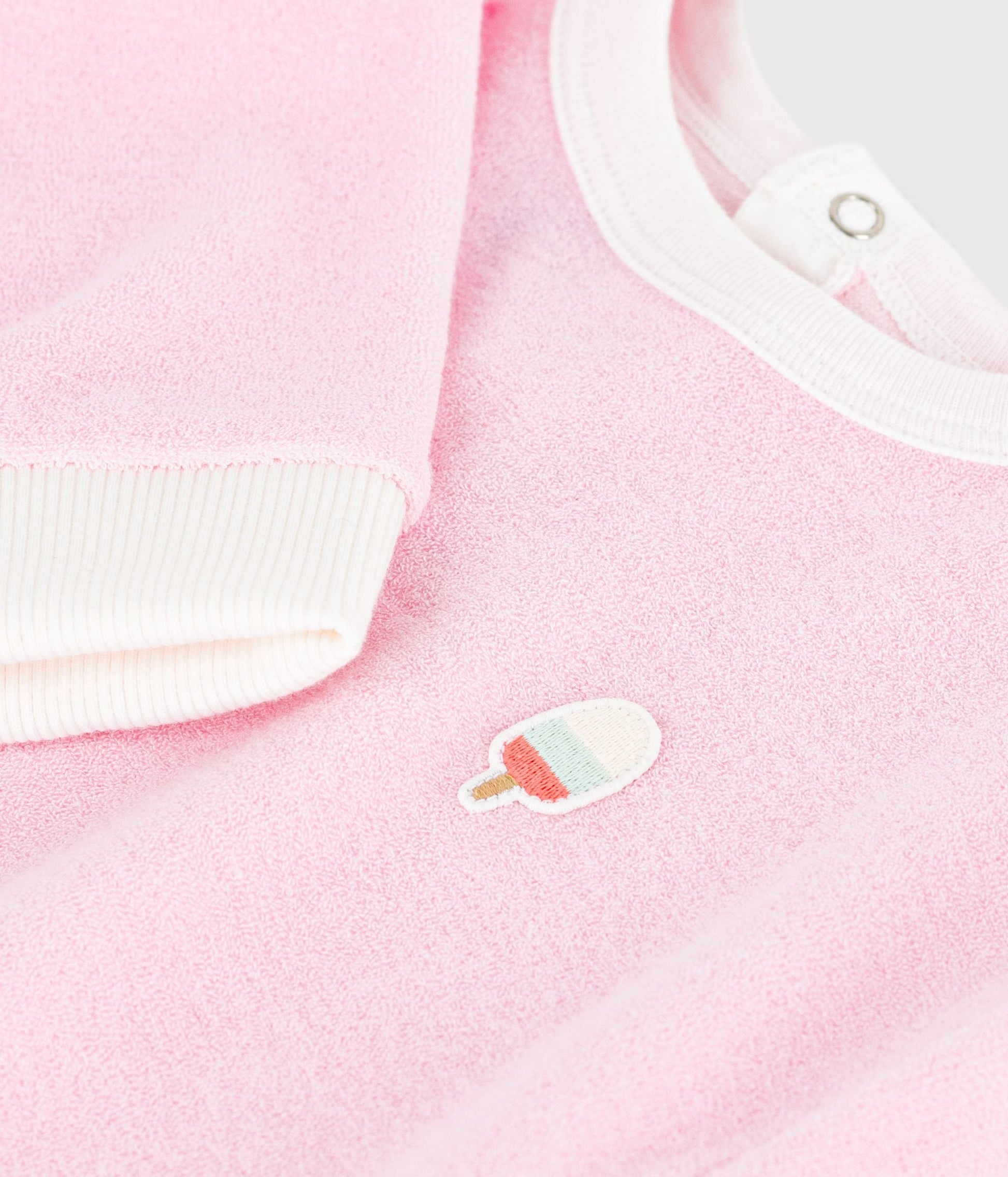 Sweatshirt à capuche bébé en coton, uni et badge glace – Z1