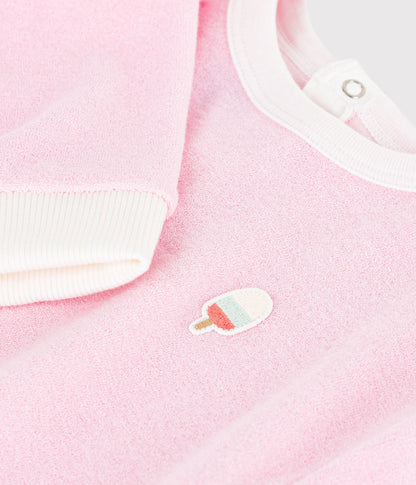 Sweatshirt à capuche bébé en coton, uni et badge glace – Z1