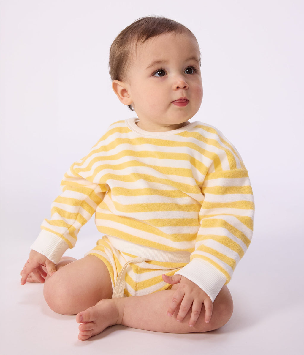 Sweatshirt à capuche bébé en coton rayé – J1