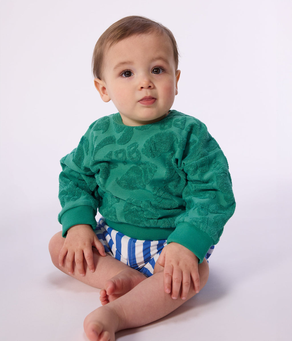 Sweatshirt à capuche bébé en coton motifs palmiers – J1