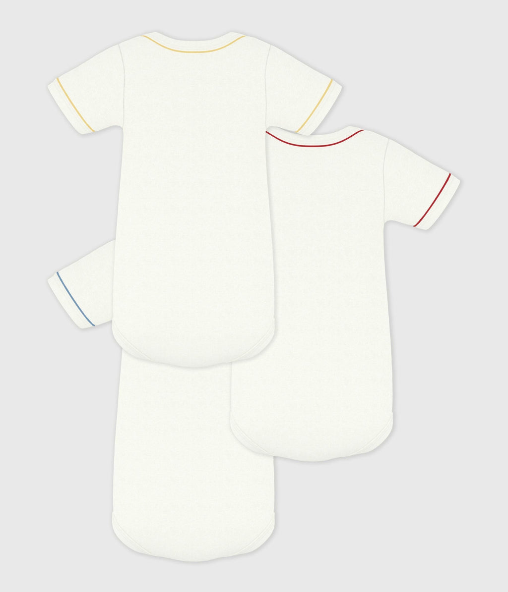 Lot de bodies manches courtes en coton uni bébé – D1