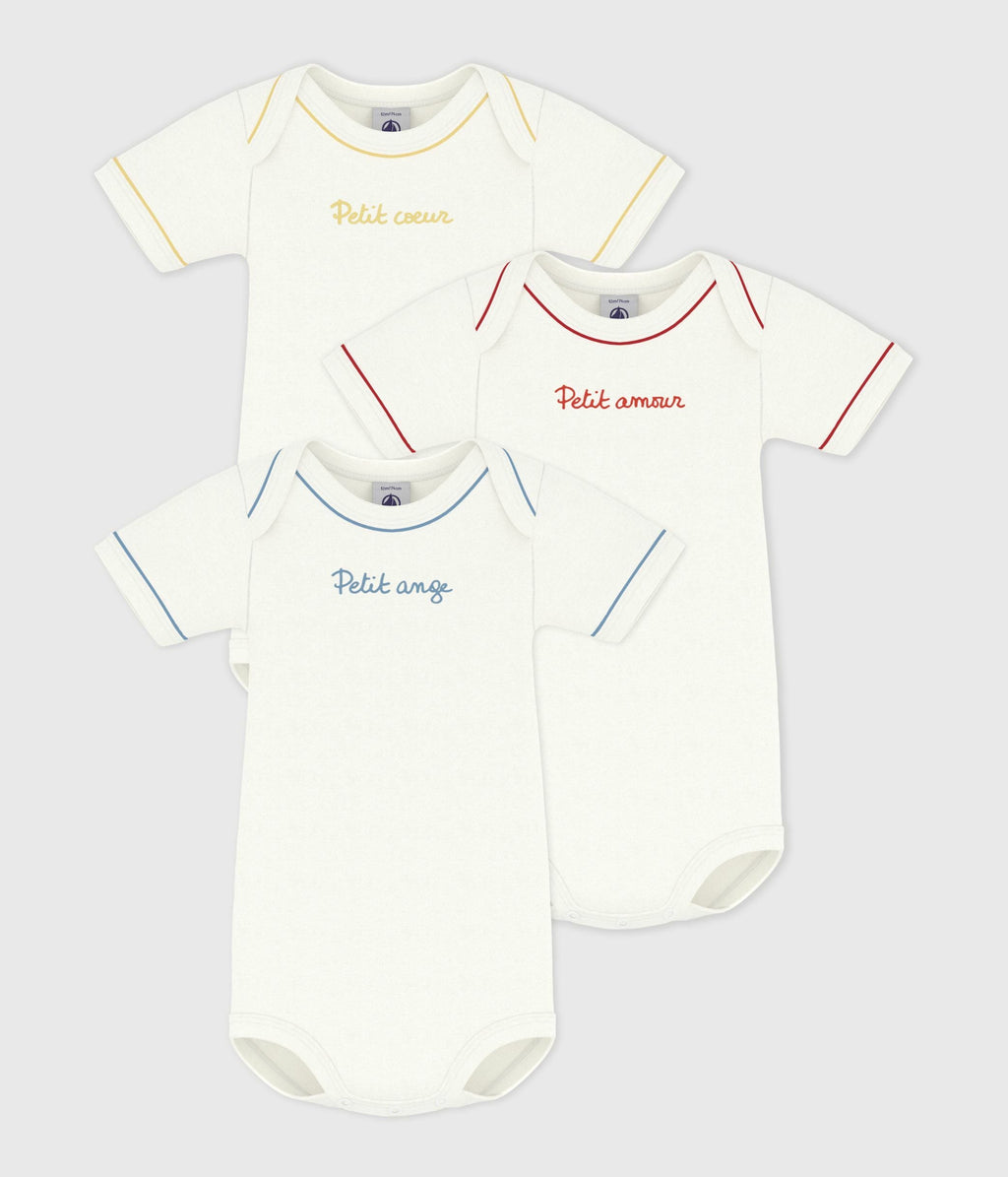 Lot de bodies manches courtes en coton uni bébé – F1