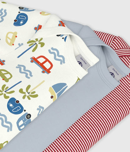 Lot de bodies manches courtes en coton imprimé voiture bébé – Z1