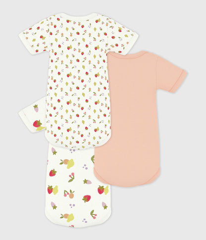 Lot de bodies manches courtes en coton imprimé fruits bébé – D1