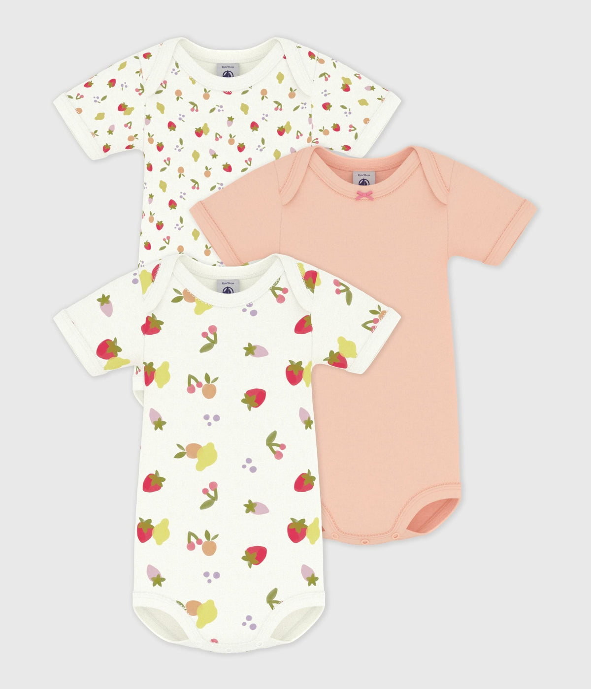 Lot de bodies manches courtes en coton imprimé fruits bébé – F1