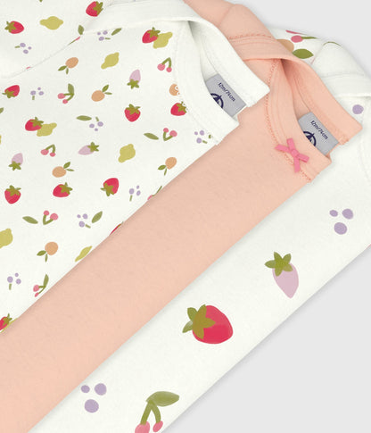 Lot de bodies manches courtes en coton imprimé fruits bébé – Z1