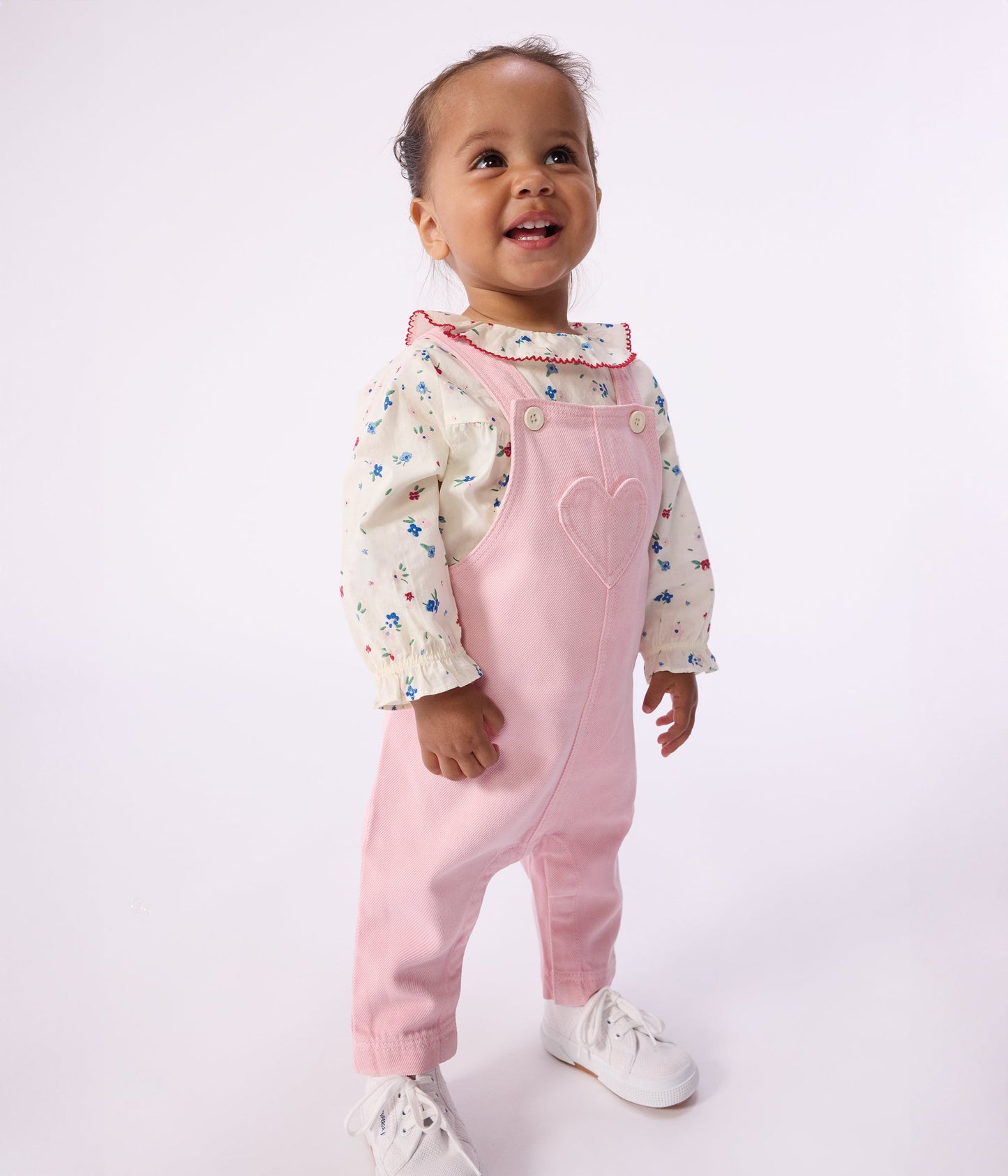 Salopette longue bébé en coton, unie – J1