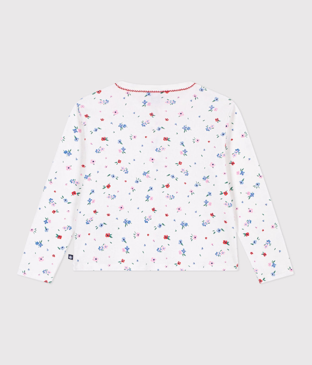 Cardigan enfant en coton imprimé fleurs – D1