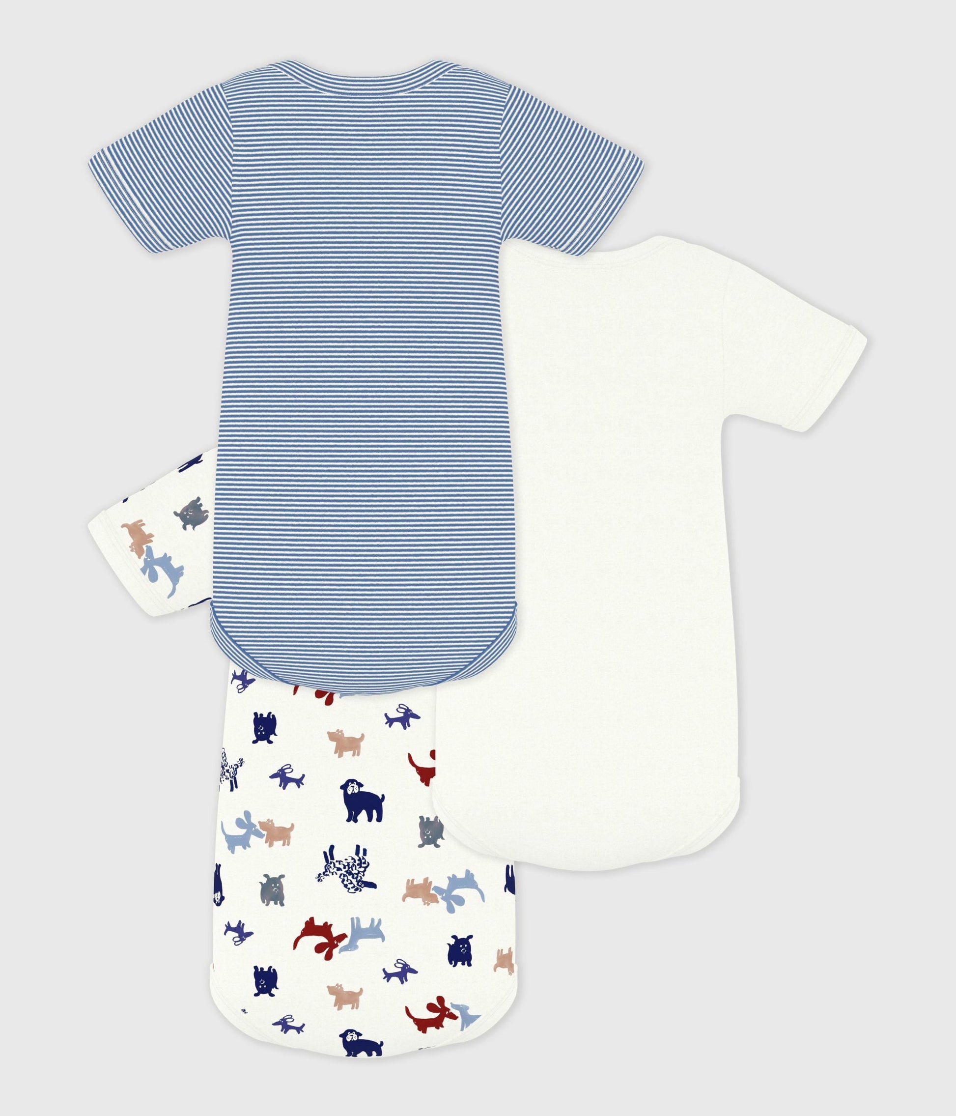Lot de bodies manches courtes en coton imprimé chiens bébé – D1
