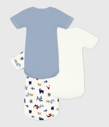 Lot de bodies manches courtes en coton imprimé chiens bébé – D1