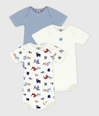 Lot de bodies manches courtes en coton imprimé chiens bébé – F1