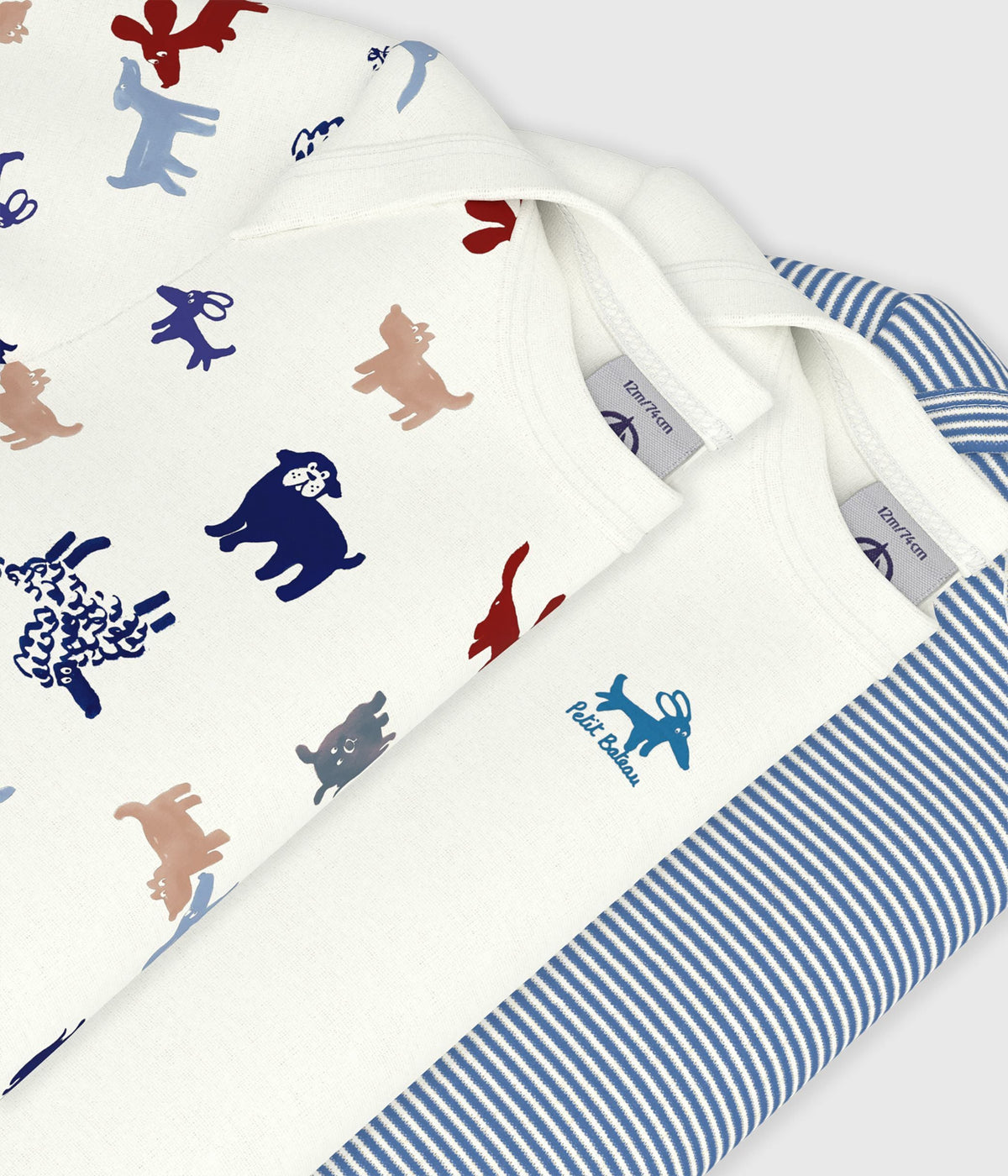 Lot de bodies manches courtes en coton imprimé chiens bébé – Z1