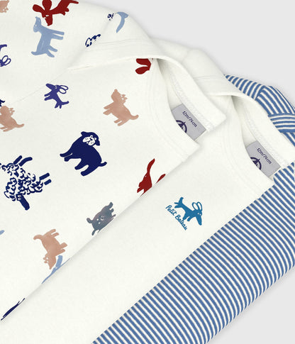 Lot de bodies manches courtes en coton imprimé chiens bébé – Z1