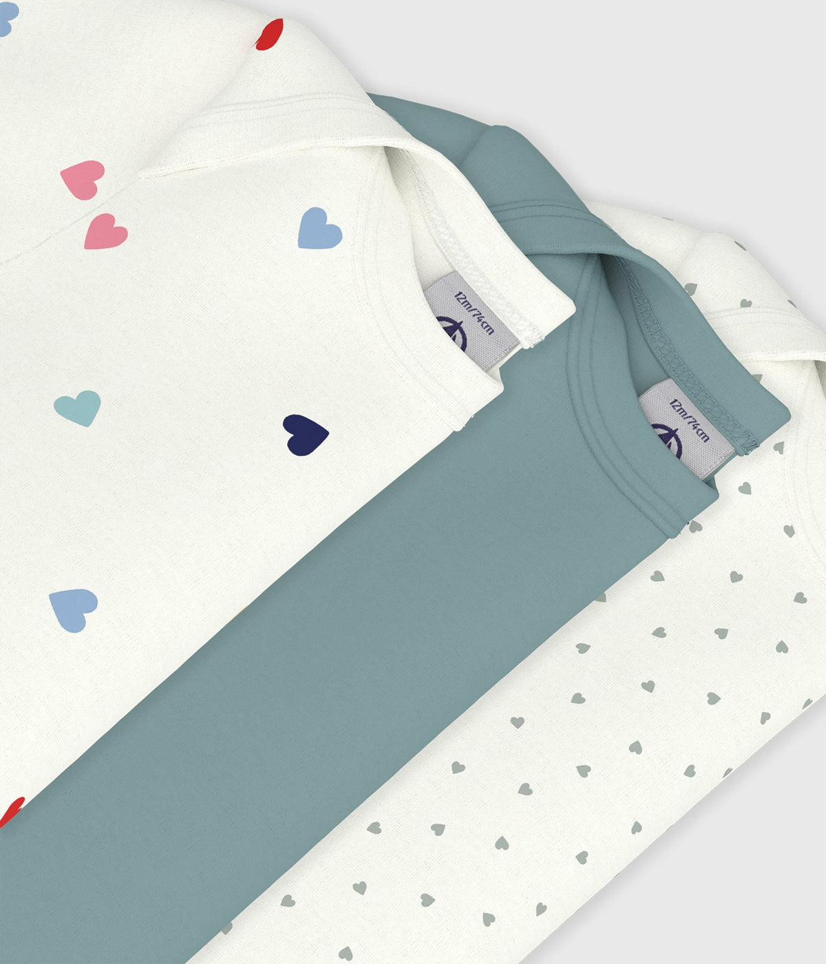 Lot de bodies manches courtes en coton imprimé cœur bébé – Z1
