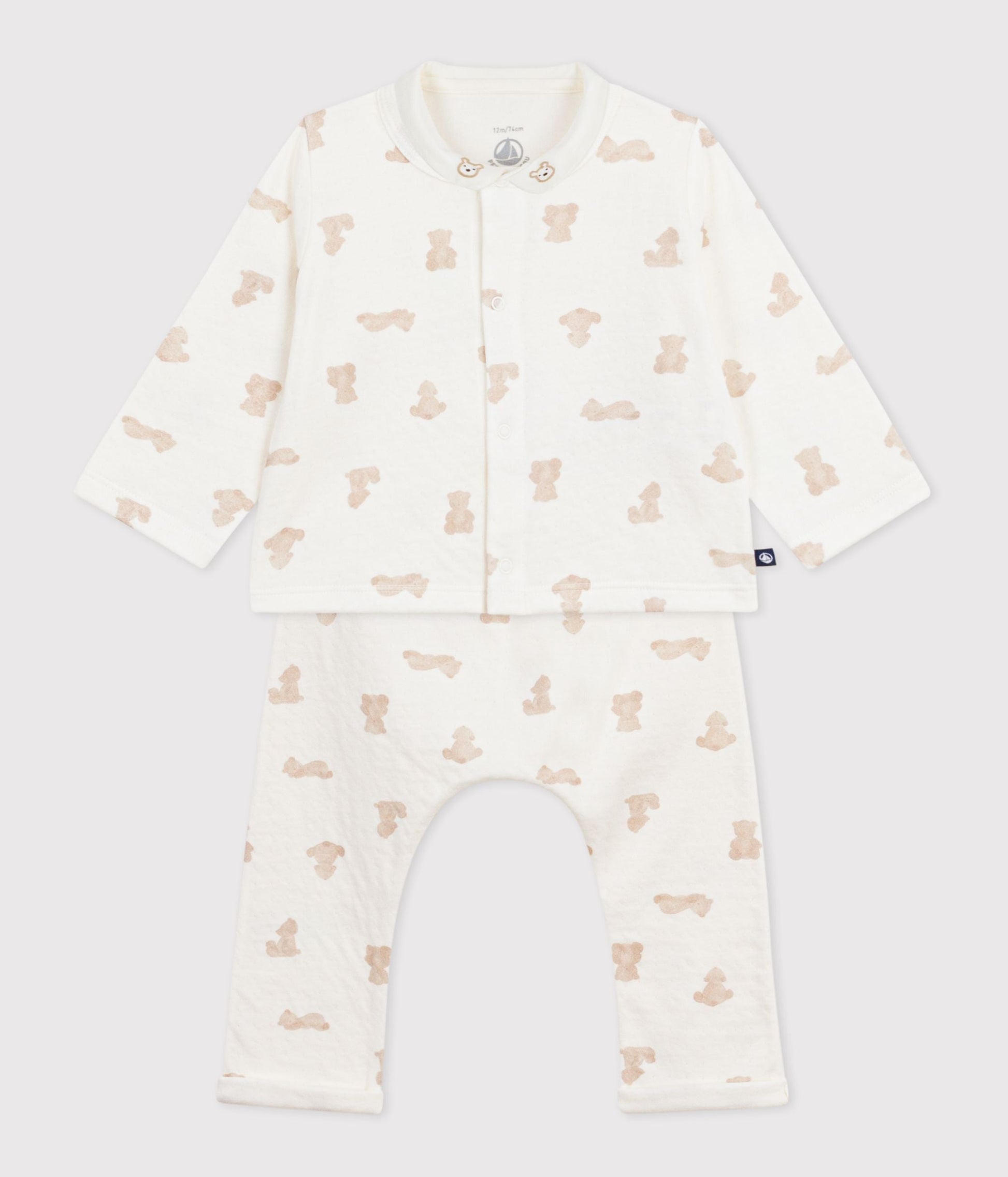 Ensemble long 3 pièces bébé en coton, imprimé oursons – F2
