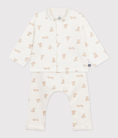 Ensemble long 3 pièces bébé en coton, imprimé oursons – F2