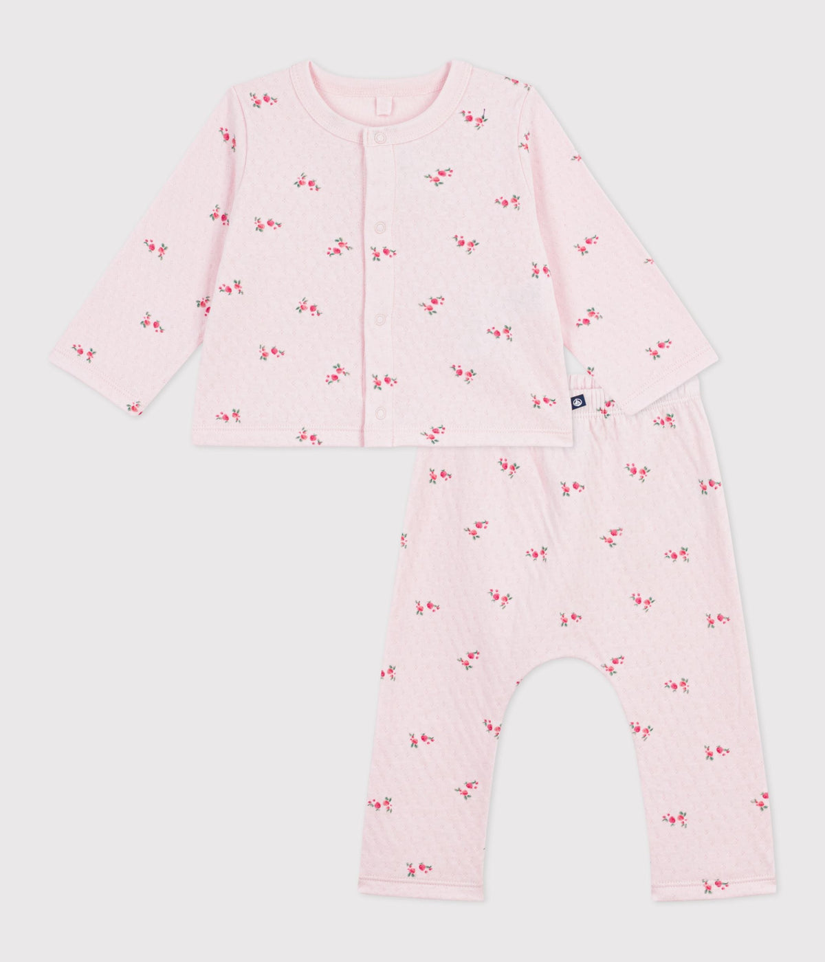 Ensemble long 2 pièces bébé en coton, imprimé fleurs – F1
