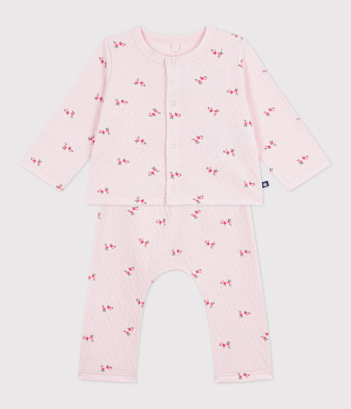 Ensemble long 2 pièces bébé en coton, imprimé fleurs – F2