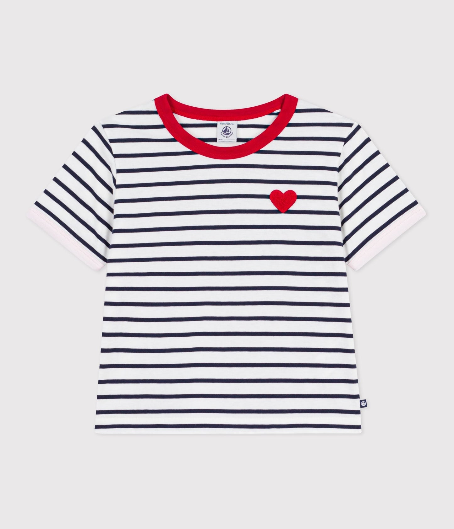 Tee-shirt enfant manches courtes en coton à rayures – F1