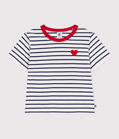 Tee-shirt enfant manches courtes en coton à rayures – F1