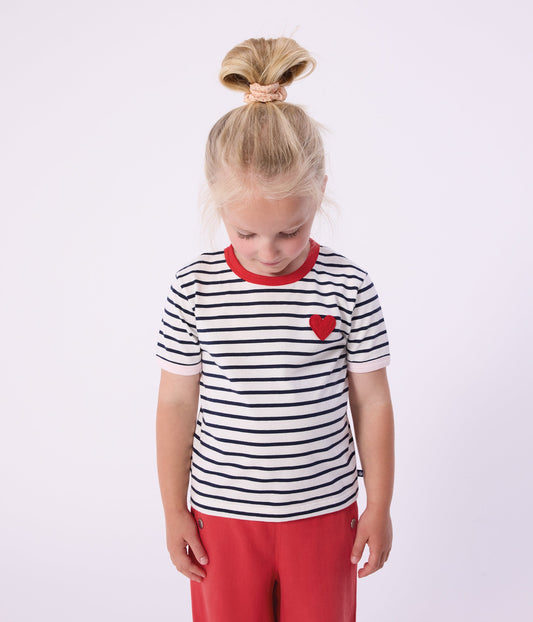 Tee-shirt enfant manches courtes en coton à rayures – J1
