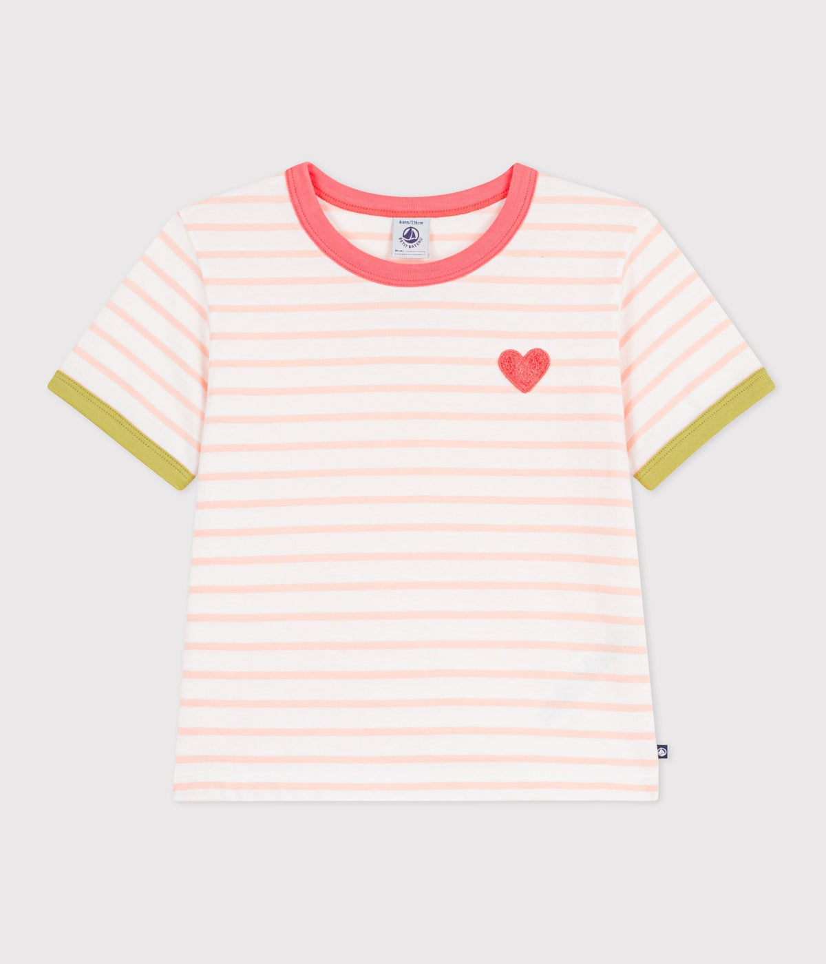Tee-shirt enfant manches courtes en coton à rayures – F1